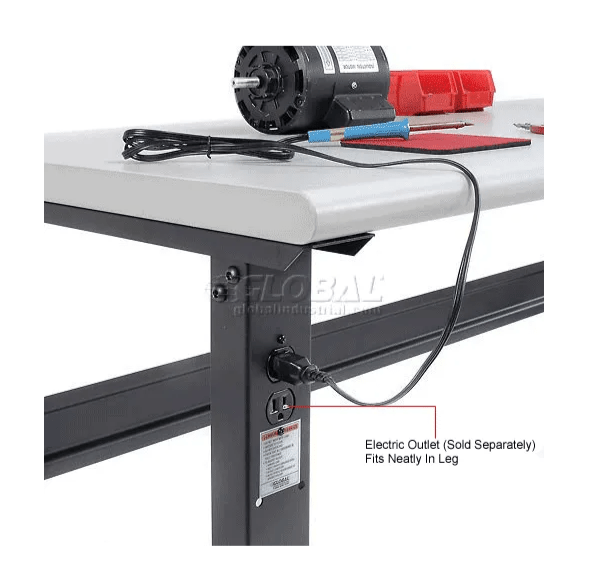 Global Industrial Adjustable Height Workbench, 60"W x 30"D, Laminate Safety Edge, Black (GLB - 183990BK) - SchoolOutlet
