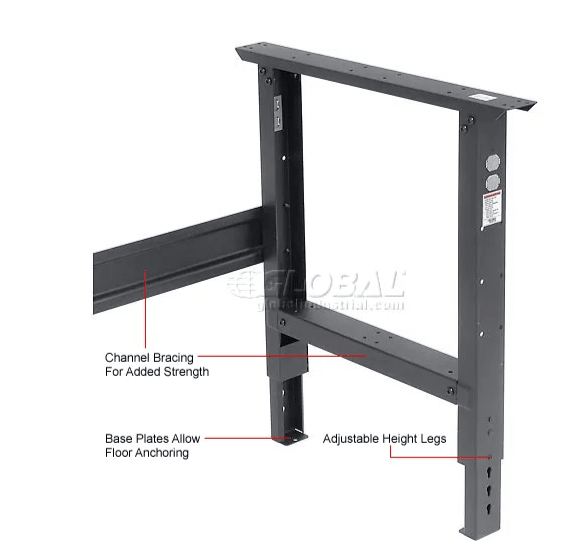 Global Industrial Adjustable Height Workbench, 60"W x 30"D, Laminate Safety Edge, Black (GLB - 183990BK) - SchoolOutlet