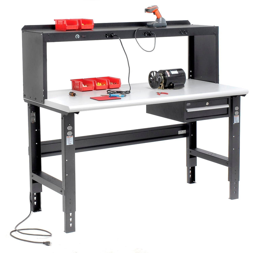 Global Industrial Adjustable Height Workbench, 60"W x 30"D, Laminate Safety Edge, Black (GLB - 183990BK) - SchoolOutlet