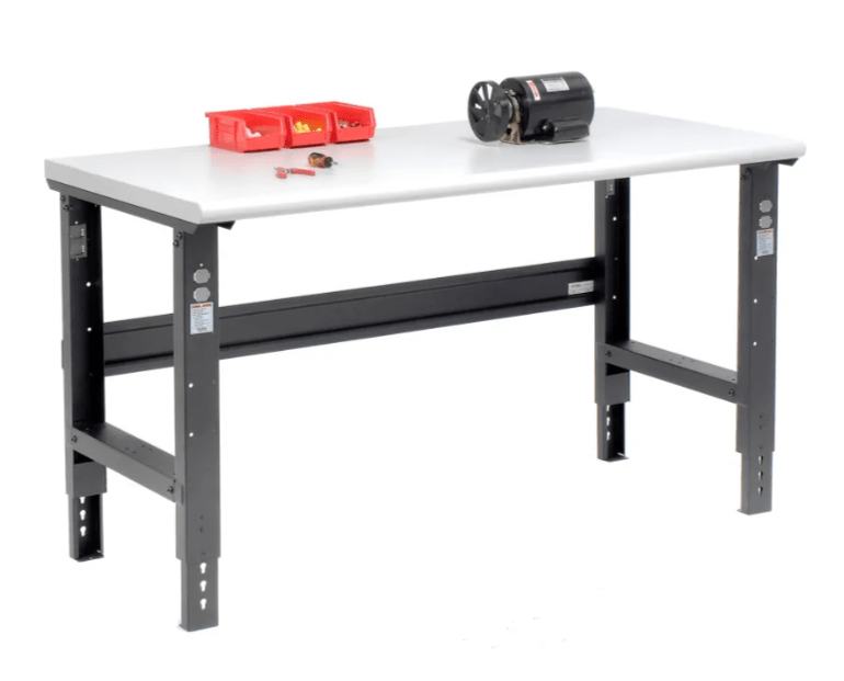 Global Industrial Adjustable Height Workbench, 60"W x 30"D, Laminate Safety Edge, Black (GLB - 183990BK) - SchoolOutlet