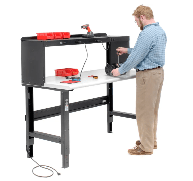 Global Industrial Adjustable Height Workbench, 60"W x 30"D, Laminate Safety Edge, Black (GLB - 183990BK) - SchoolOutlet