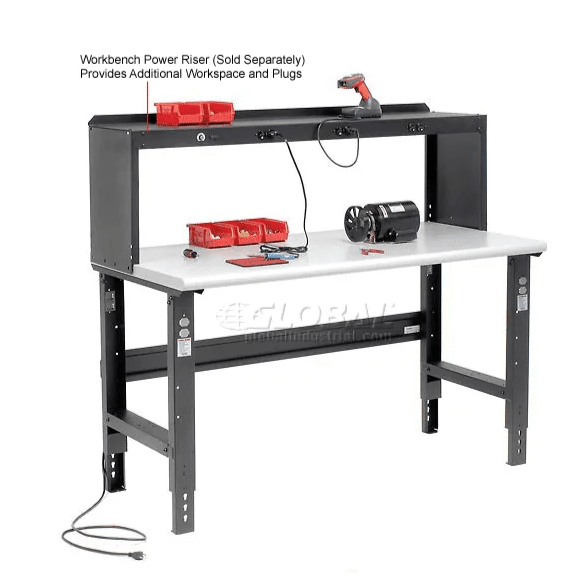 Global Industrial Adjustable Height Workbench, 60"W x 30"D, Laminate Safety Edge, Black (GLB - 183990BK) - SchoolOutlet