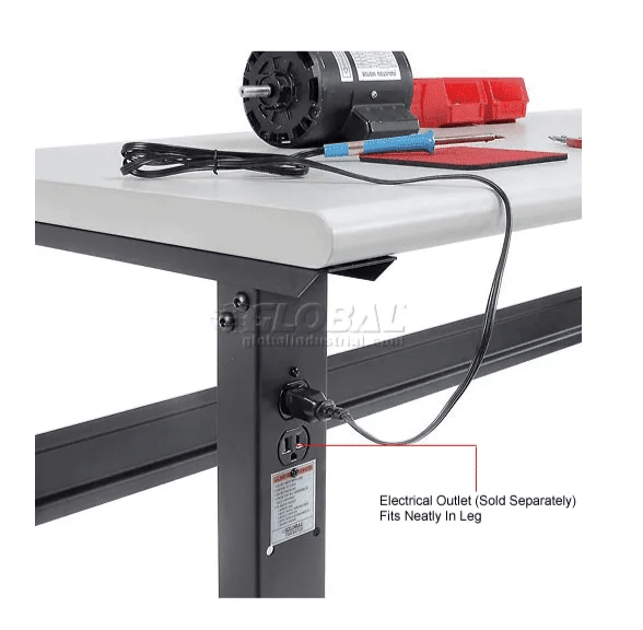 Global Industrial Adjustable Height Workbench, 72"W x 30"D, Laminate Safety Edge, Black (GLB - 183991BK) - SchoolOutlet