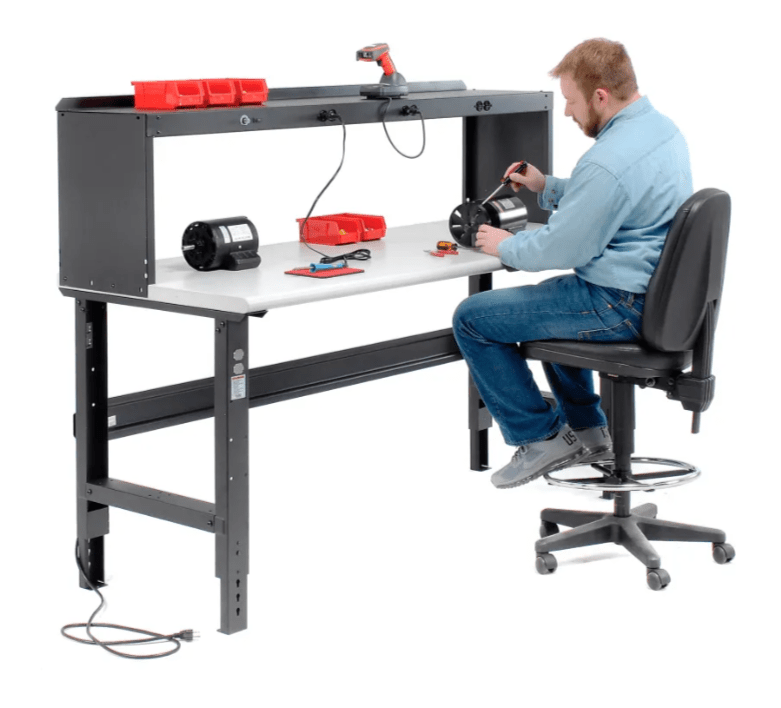 Global Industrial Adjustable Height Workbench, 72"W x 30"D, Laminate Safety Edge, Black (GLB - 183991BK) - SchoolOutlet