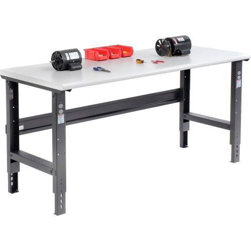 Global Industrial Adjustable Height Workbench, 72"W x 30"D, Laminate Safety Edge, Black (GLB - 183991BK) - SchoolOutlet