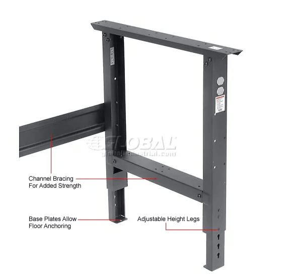 Global Industrial Adjustable Height Workbench, 72"W x 30"D, Laminate Safety Edge, Black (GLB - 183991BK) - SchoolOutlet