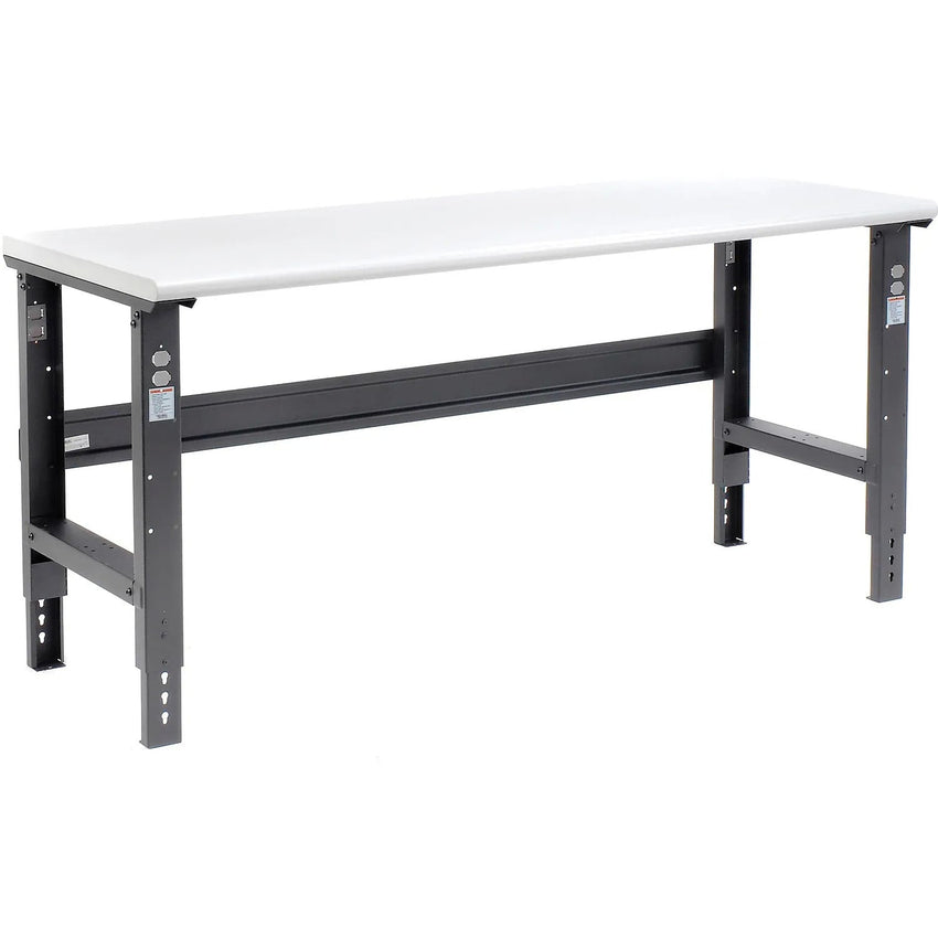 Global Industrial 72 x 36 Adjustable Height Workbench C - Channel Leg - Laminate Safety Edge Black (GLB - 183992BK) - SchoolOutlet