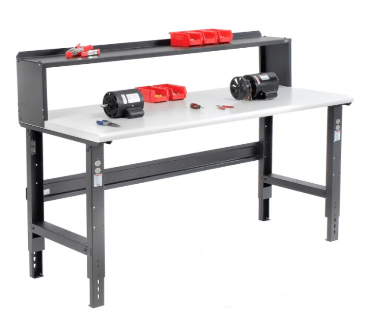 Global Industrial 72 x 36 Adjustable Height Workbench C - Channel Leg - Laminate Safety Edge Black (GLB - 183992BK) - SchoolOutlet