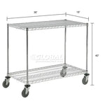 Global Industrial Nexel Adjustable Chrome Wire Shelf Cart w/2 Shelves 800 lbs. Capacity, 36
