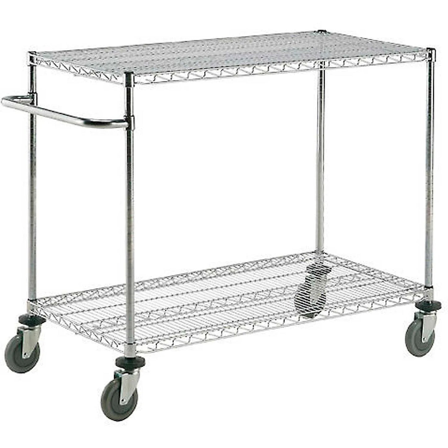 Global Industrial Nexel Adjustable Chrome Wire Shelf Cart w/2 Shelves 800 lbs. Capacity, 48"L x 18"W x 40"H (GLB - 188680) - SchoolOutlet