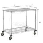 Global Industrial Nexel Adjustable Chrome Wire Shelf Cart w/2 Shelves 800 lbs. Capacity, 72