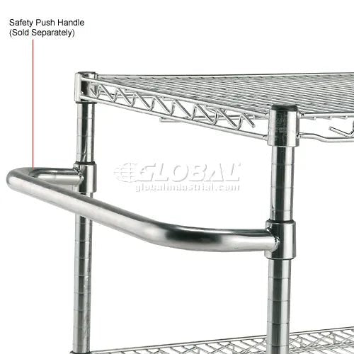 Global Industrial Nexel Adjustable Chrome Wire Shelf Cart w/2 Shelves 800 lbs. Capacity, 36"L x 24"W x 40"H (GLB - 188683) - SchoolOutlet
