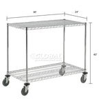 Global Industrial Nexel Adjustable Chrome Wire Shelf Cart w/2 Shelves 800 lbs. Capacity, 36