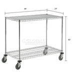 Global Industrial Nexel Adjustable Chrome Wire Shelf Cart w/2 Shelves 800 lbs. Capacity, 48