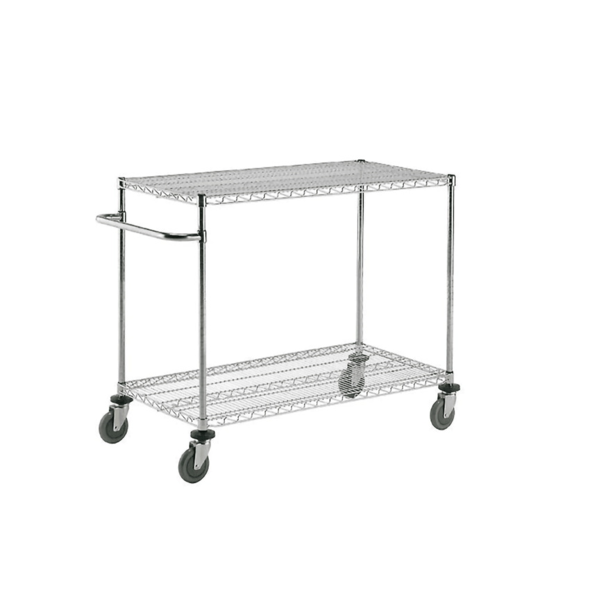Global Industrial Nexel 2 Shelf Chrome Cart, 60"W x 24"D x 40"H, with 4 Swivel Casters (GLB - 188685) - SchoolOutlet
