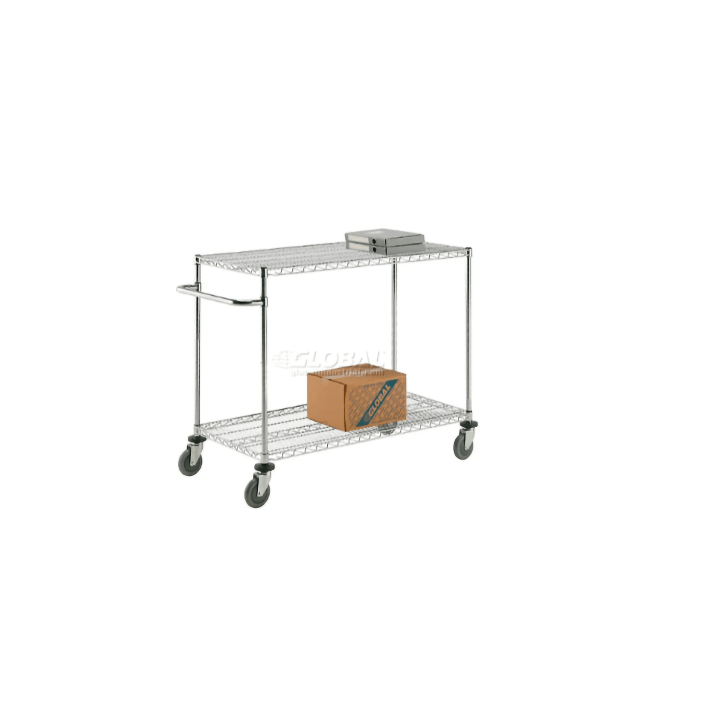 Global Industrial Nexel 2 Shelf Chrome Cart, 60"W x 24"D x 40"H, with 4 Swivel Casters (GLB - 188685) - SchoolOutlet