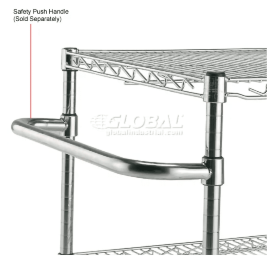Global Industrial Nexel 2 Shelf Chrome Cart, 60"W x 24"D x 40"H, with 4 Swivel Casters (GLB - 188685) - SchoolOutlet