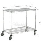 Global Industrial Nexel Adjustable Chrome Wire Shelf Cart w/2 Shelves 800 lbs. Capacity, 72