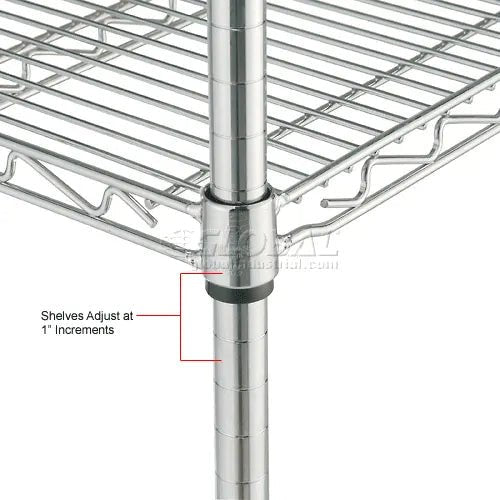 Global Industrial Nexel Adjustable Chrome Wire Shelf Cart w/2 Shelves 800 lbs. Capacity, 72"L x 24"W x 40"H (GLB - 188686) - SchoolOutlet