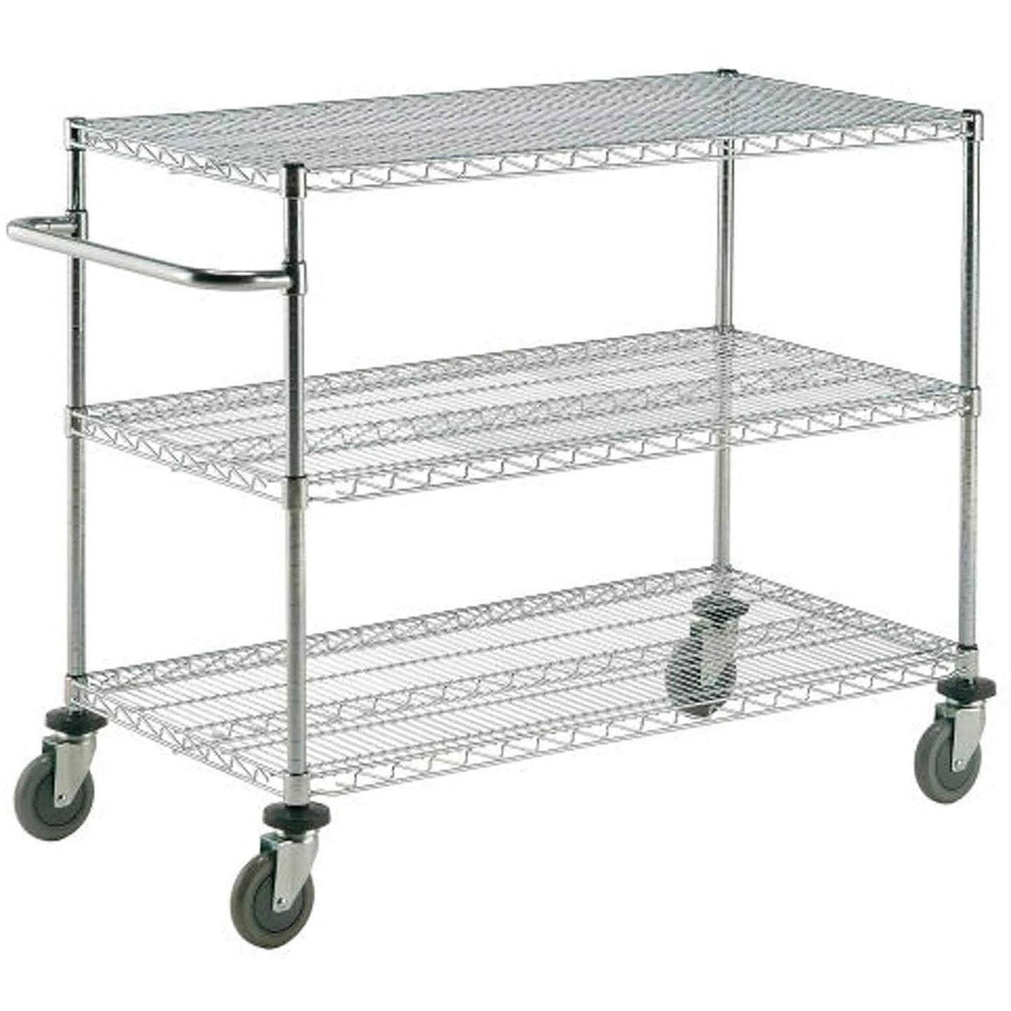 Global Industrial Nexel Adjustable Chrome Wire Shelf Cart w/3 Shelves 800 lbs. Capacity, 36"L x 18"W x 40"H (GLB - 188687) - SchoolOutlet