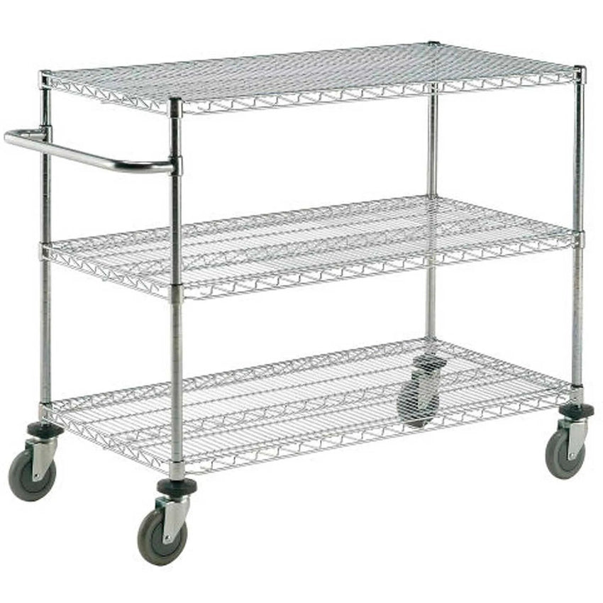 Global Industrial Nexel Adjustable Chrome Wire Shelf Cart w/3 Shelves 800 lbs. Capacity, 36"L x 18"W x 40"H (GLB - 188687) - SchoolOutlet