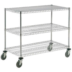 Global Industrial Nexel Adjustable Chrome Wire Shelf Cart w/3 Shelves 800 lbs. Capacity, 48"L x 18"W x 40"H (GLB-188688)