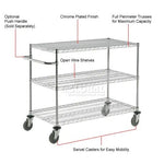 Global Industrial Nexel Adjustable Chrome Wire Shelf Cart w/3 Shelves 800 lbs. Capacity, 60