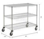 Global Industrial Nexel Adjustable Chrome Wire Shelf Cart w/3 Shelves 800 lbs. Capacity, 48