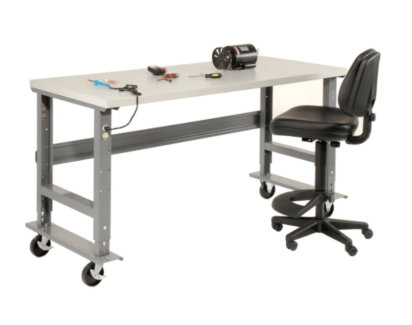 Global Industrial 48 x 30 Mobile Adjustable Height C - Channel Leg Workbench - ESD Safety Edge (GLB - 237346A) - SchoolOutlet