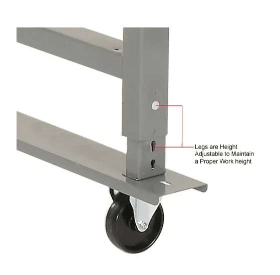 Global Industrial 48 x 30 Mobile Adjustable Height C - Channel Leg Workbench - ESD Safety Edge (GLB - 237346A) - SchoolOutlet