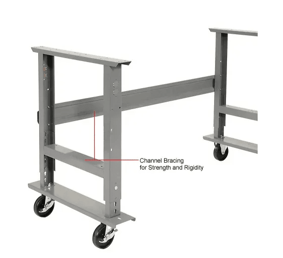 Global Industrial 48 x 30 Mobile Adjustable Height C - Channel Leg Workbench - ESD Safety Edge (GLB - 237346A) - SchoolOutlet