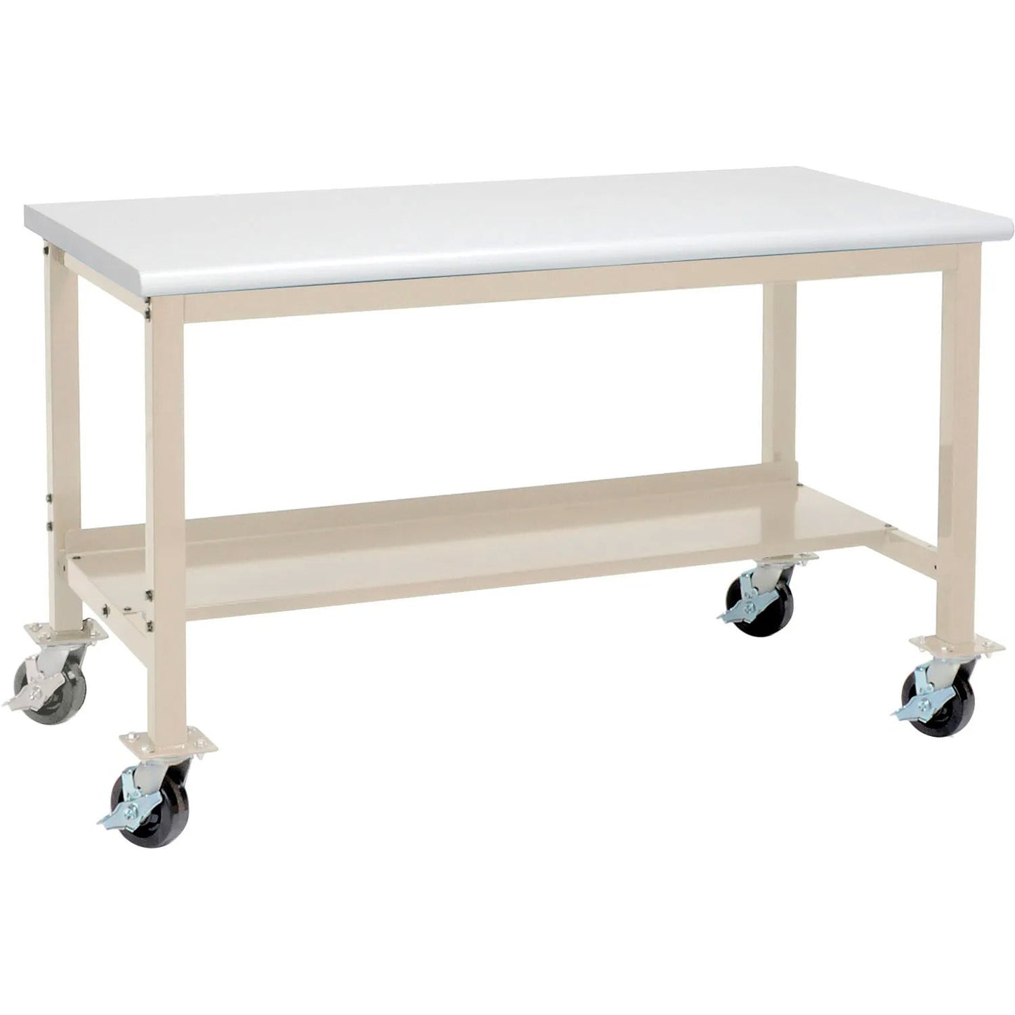 Global Industrial Mobile Production Workbench w/ Laminate Safety Edge Top, 60"W x 30"D, Tan (GLB - 237375ATN) - SchoolOutlet