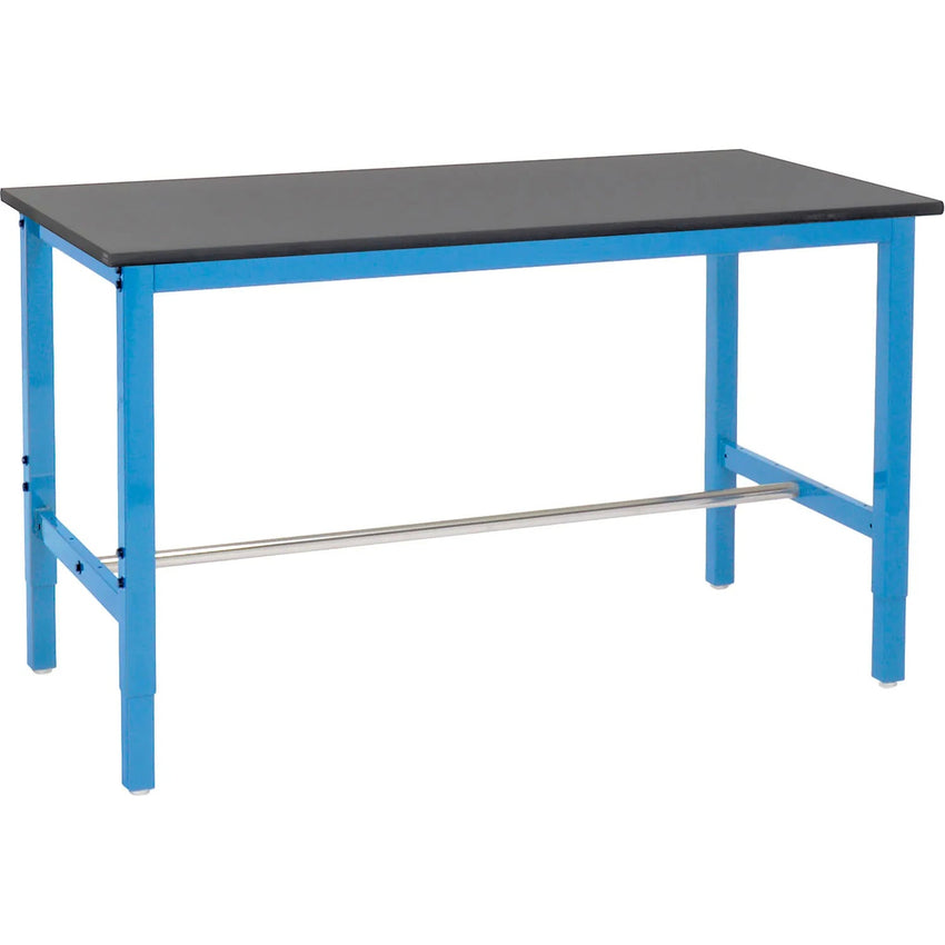 Global Industrial 60 x 30 Adjustable Height Workbench Square Tube Leg, Phenolic Resin Safety Edge Blue (GLB - 237383LBL) - SchoolOutlet