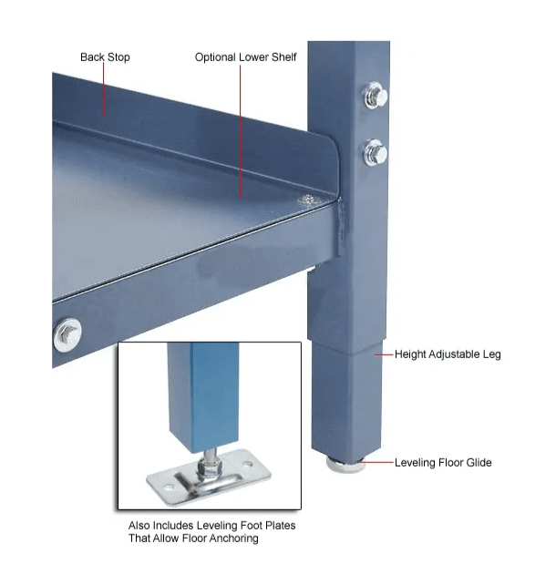 Global Industrial 60 x 30 Adjustable Height Workbench Square Tube Leg, Phenolic Resin Safety Edge Blue (GLB - 237383LBL) - SchoolOutlet