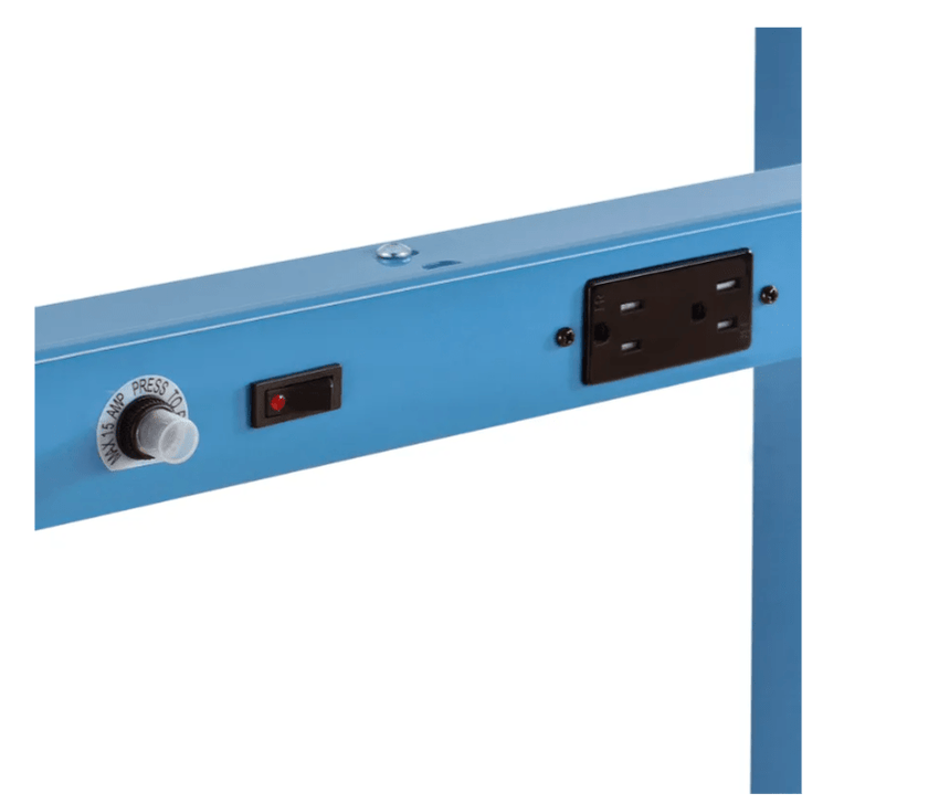 Global Industrial Adjustable Lab Workbench, 72" x 30", Power Apron, Phenolic Safety Edge, Blue (GLB - 237385B) - SchoolOutlet