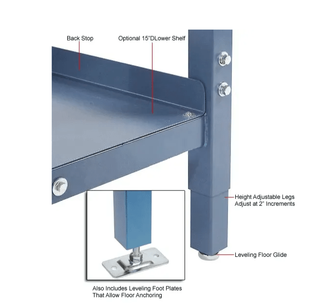 Global Industrial Adjustable Lab Workbench, 72" x 30", Power Apron, Phenolic Safety Edge, Blue (GLB - 237385B) - SchoolOutlet