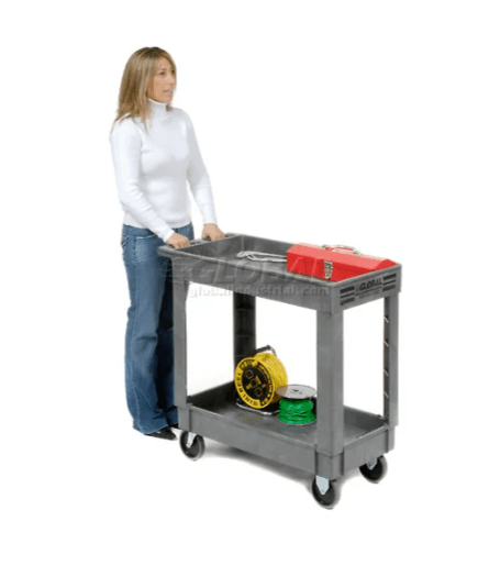 Global Industrial Utility Cart w/2 Shelves & 5" Casters, 500 lb. Capacity, 34"L x 17 - 1/2"W x 33"H (GLB - 241749) - SchoolOutlet