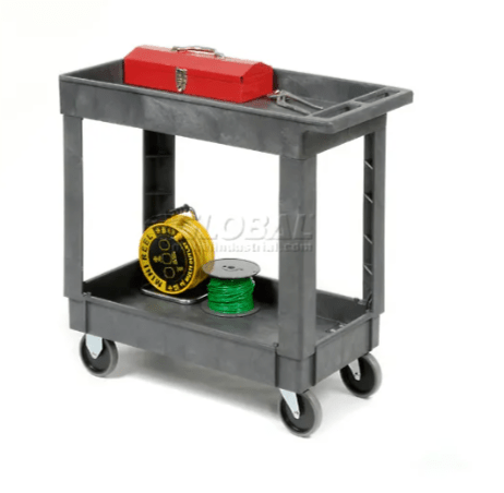 Global Industrial Utility Cart w/2 Shelves & 5" Casters, 500 lb. Capacity, 34"L x 17 - 1/2"W x 33"H (GLB - 241749) - SchoolOutlet
