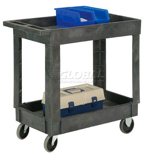 Global Industrial Utility Cart w/2 Shelves & 5" Casters, 500 lb. Capacity, 34"L x 17 - 1/2"W x 33"H (GLB - 241749) - SchoolOutlet