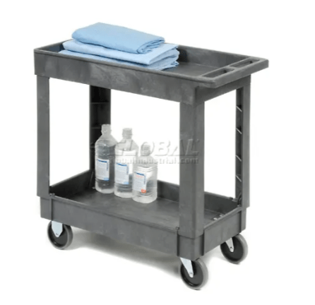 Global Industrial Utility Cart w/2 Shelves & 5" Casters, 500 lb. Capacity, 34"L x 17 - 1/2"W x 33"H (GLB - 241749) - SchoolOutlet