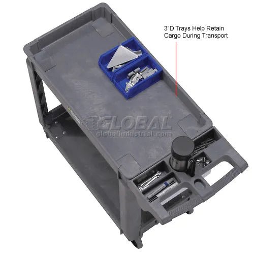 Global Industrial Utility Cart w/2 Shelves & 5" Casters, 500 lb. Capacity, 40"L x 17"W x 33"H (GLB - 242080) - SchoolOutlet