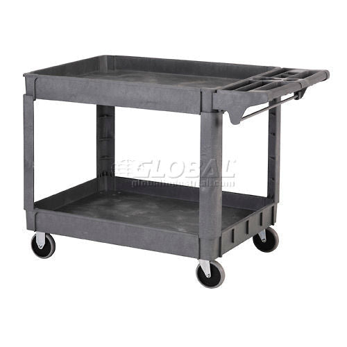 Global Industrial Utility Cart w/2 Shelves & 5" Casters, 500 lb. Capacity, 46"L x 25"W x 33"H (GLB - 242081) - SchoolOutlet