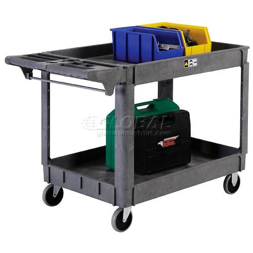 Global Industrial Utility Cart w/2 Shelves & 5" Casters, 500 lb. Capacity, 46"L x 25"W x 33"H (GLB - 242081) - SchoolOutlet