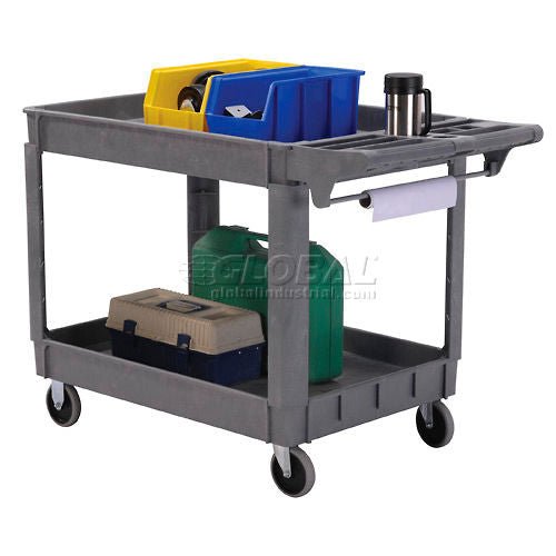 Global Industrial Utility Cart w/2 Shelves & 5" Casters, 500 lb. Capacity, 46"L x 25"W x 33"H (GLB - 242081) - SchoolOutlet
