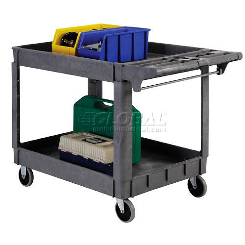 Global Industrial Utility Cart w/2 Shelves & 5" Casters, 500 lb. Capacity, 46"L x 25"W x 33"H (GLB - 242081) - SchoolOutlet