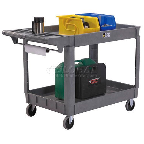 Global Industrial Utility Cart w/2 Shelves & 5" Casters, 500 lb. Capacity, 46"L x 25"W x 33"H (GLB - 242081) - SchoolOutlet