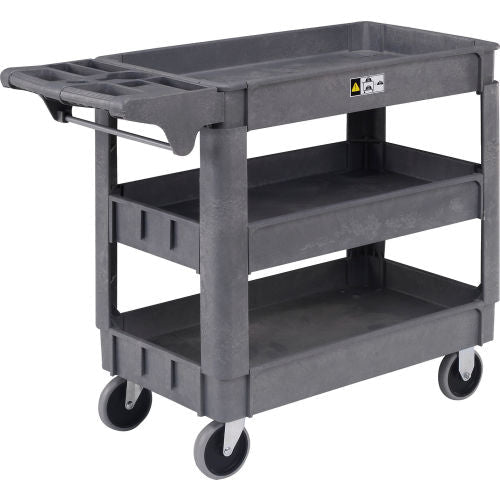 Global Industrial Utility Cart w/3 Shelves & 5" Casters, 500 lb. Capacity, 40"L x 17"W x 33"H (GLB - 242083) - SchoolOutlet