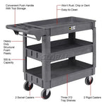 Global Industrial Utility Cart w/3 Shelves & 5