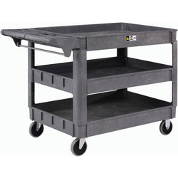 Global Industrial Utility Cart w/3 Shelves & 5" Casters, 500 lb. Capacity, 46"L x 25"W x 33"H (GLB-242086)