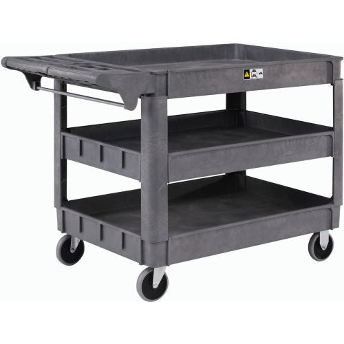 Global Industrial Utility Cart w/3 Shelves & 5" Casters, 500 lb. Capacity, 46"L x 25"W x 33"H (GLB - 242086) - SchoolOutlet